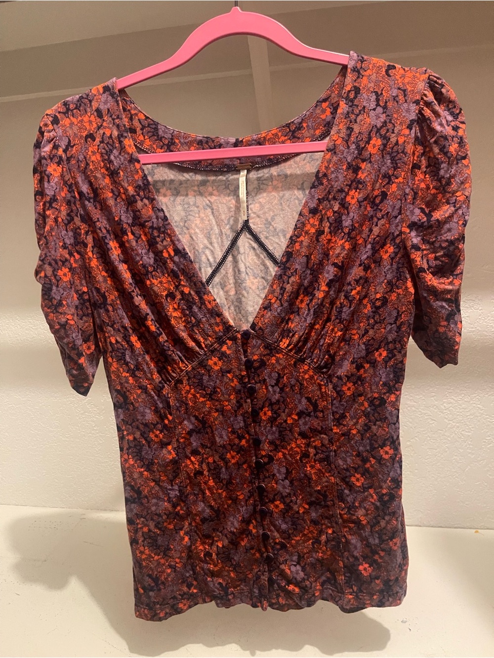 Free People Hollywood floral jersey corset top blouse size medium boho hippie